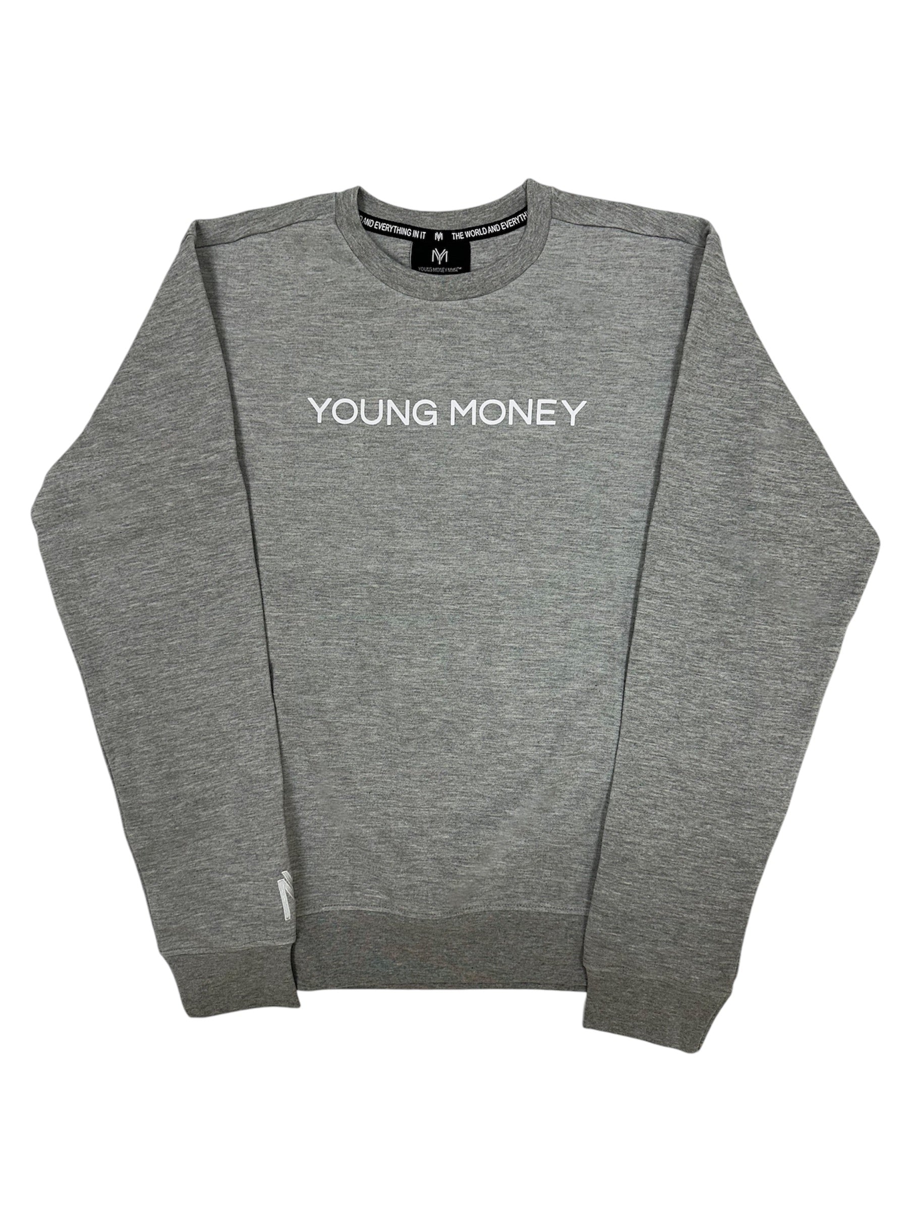 Slim-fit sweatshirt in grey with a printed Young Money across the front