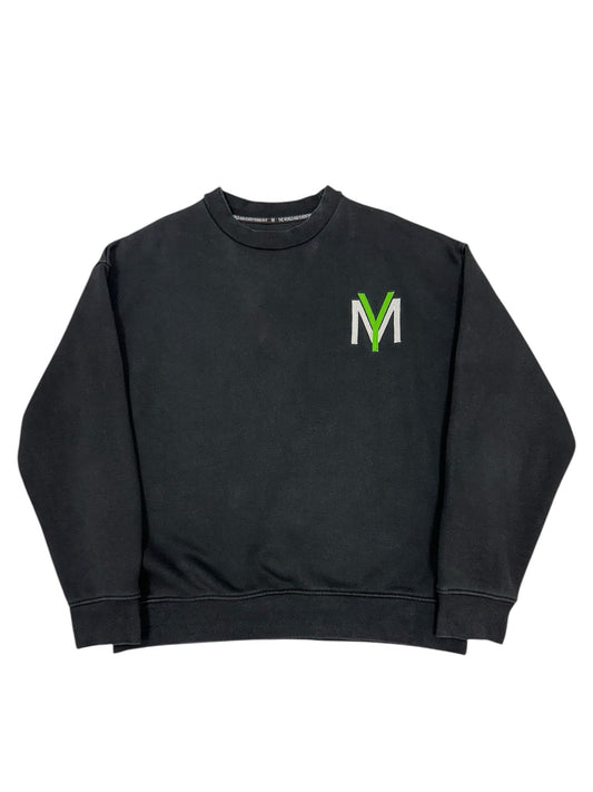 Black sweatshirt with embroidered green YM logo