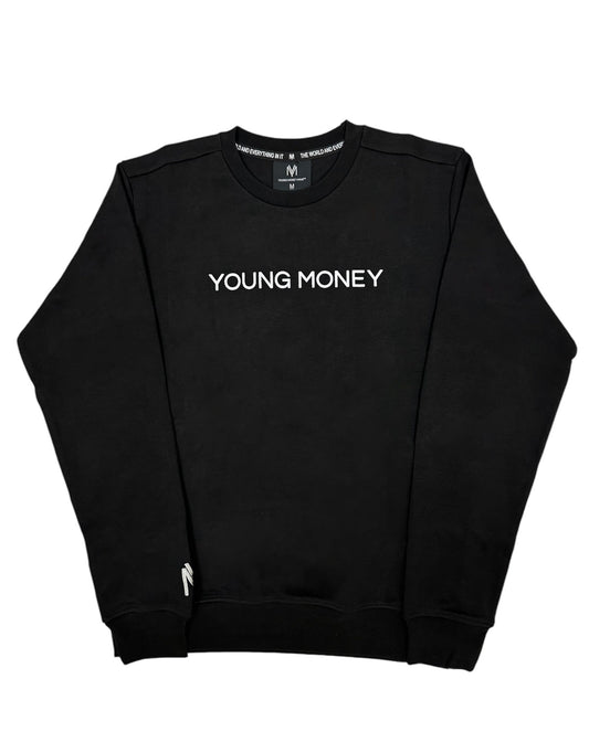 Slim-fit sweatshirt in black with a printed Young Money across the front