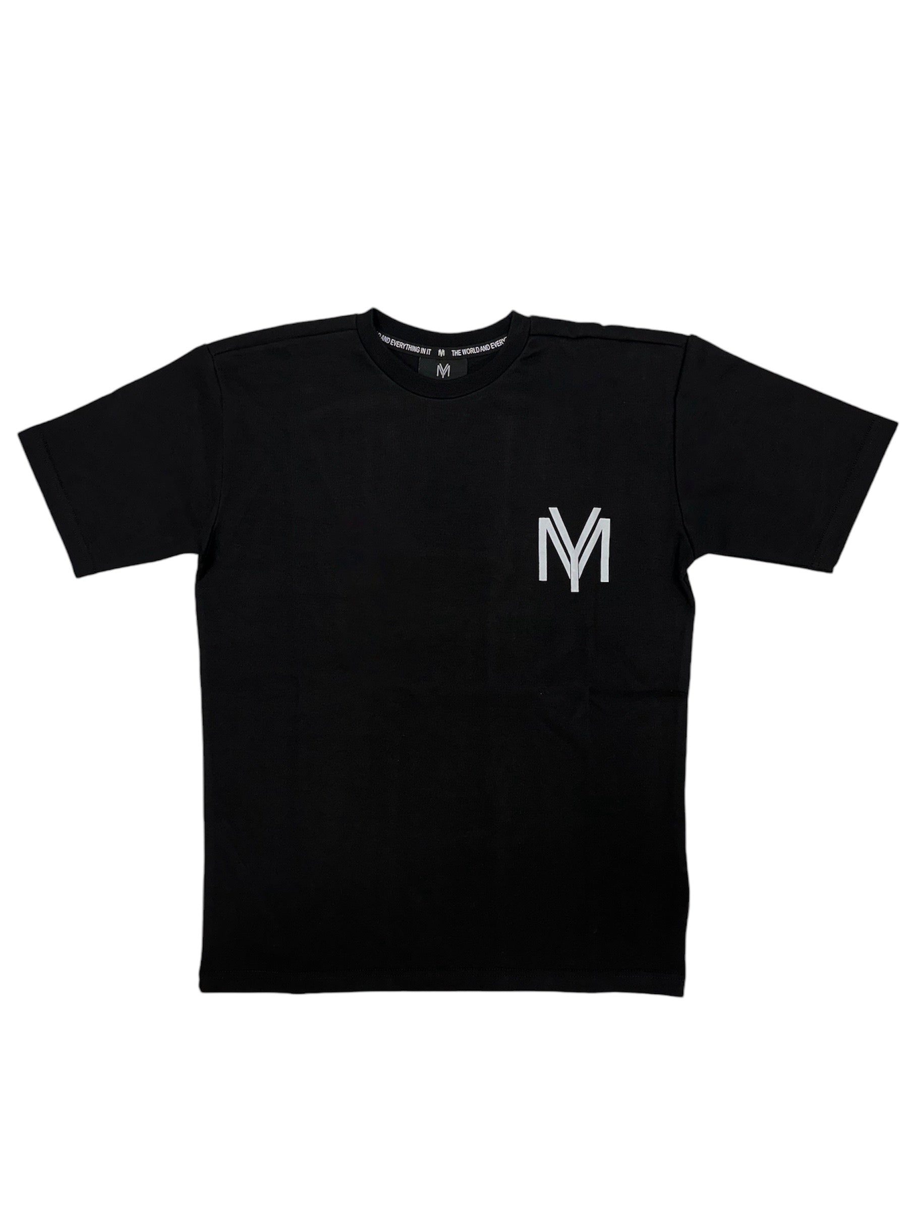 Black relaxed fit T-shirt with printed YM logo