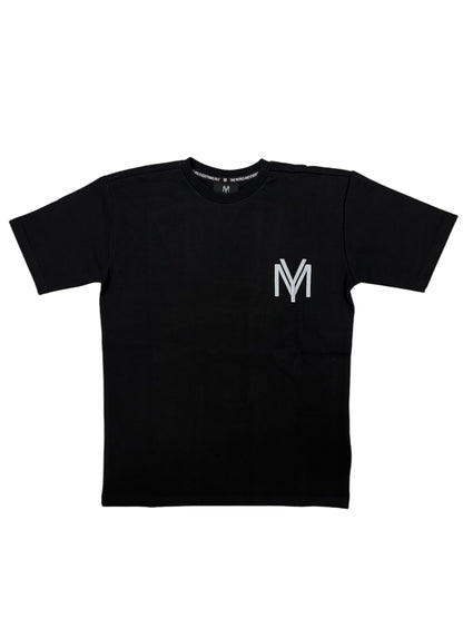 Black relaxed fit T-shirt with printed YM logo