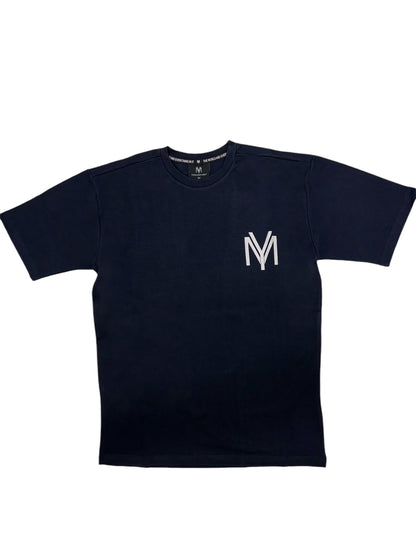 Navy relaxed fit T-shirt with printed YM logo