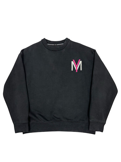 Black sweatshirt with embroidered pink YM logo