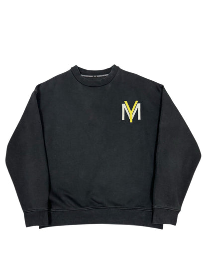 Black sweatshirt with embroidered yellow YM logo