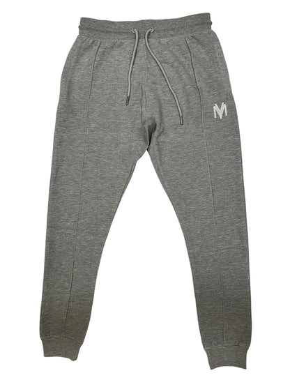 Slim-fit joggers in grey with a white embroidered YM logo on the left