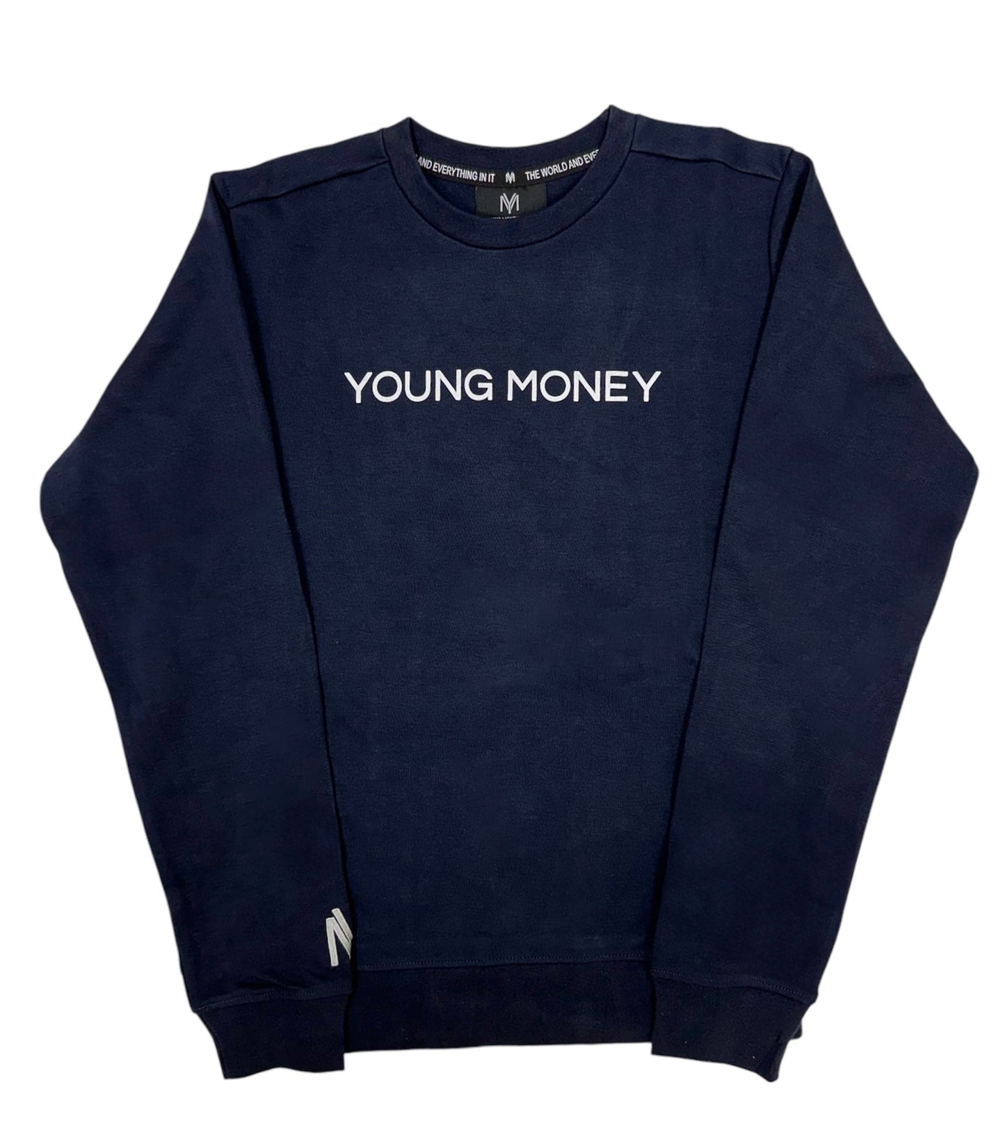 Slim-fit sweatshirt in navy with a printed Young Money across the front